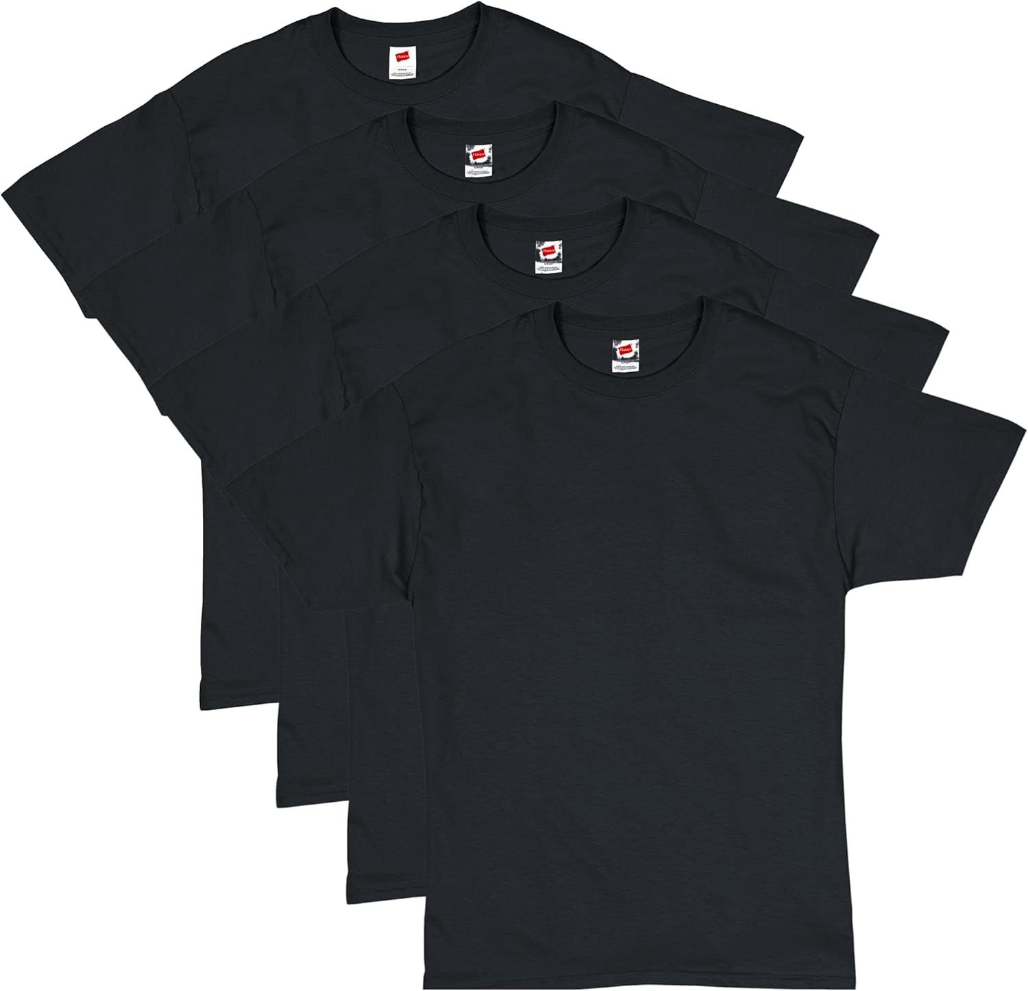 Hanes Men's ComfortSoft T-Shirt (Pack of 4), Black, Large